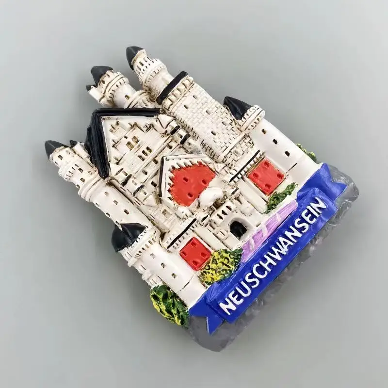 3D resin hand-painted decoration magnet refrigerator sticker gift for tourism commemoration in Neuschwanstein Castle, Bavaria, G