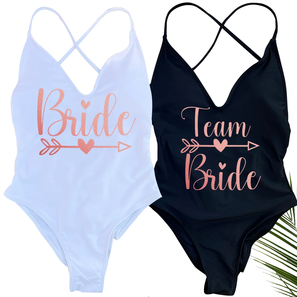 Sexy gepolsterter einteiliger Badeanzug für Damen, Team-Braut-Bademode, Bikini, Sommer-Badeanzug, Strandmode, Junggesellinnenabschied, Lady