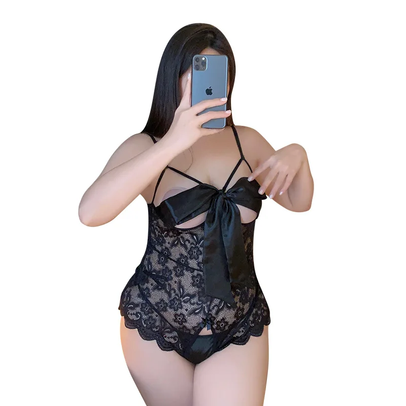 

Large size lingerie sexy temptation bow onesie lace nightdress women's ethical underwear hot sensual lingerie erotic outfit