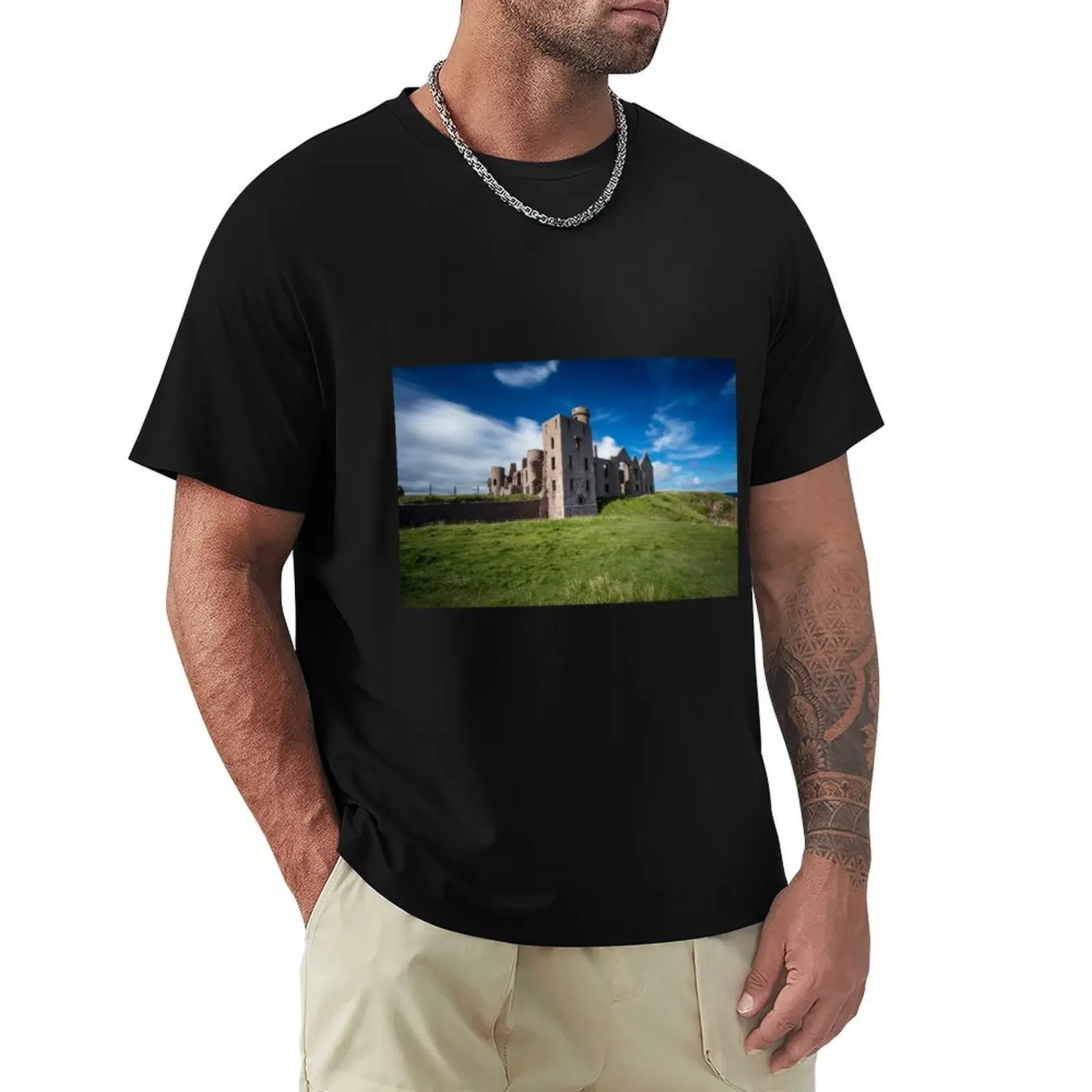 Slains Castle T-Shirt boys whites vintage street wear blanks men clothings