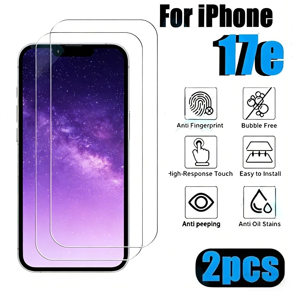 

2Pcs High Clear Screen Protector for iPhone 17 16 15 14 Pro Max 17e 16e Tempered Glass for iPhone 13 12 11 Pro Air 15 14 16 Plus