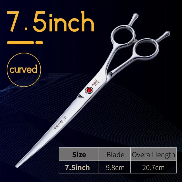 Fenice Stainless Steel 7/7.5/8 inch Curved Scissors Pet Dog Grooming Scissors Pets Hair Cuttings Shears ножницы tijeras t