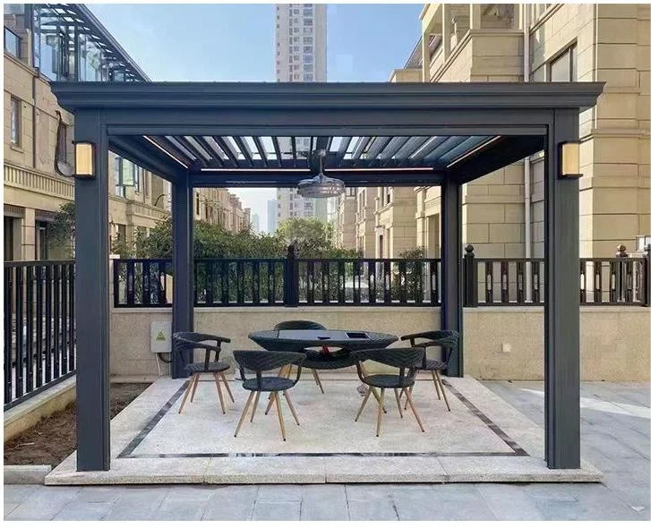Aluminum Alloy Roller Shutter Electric Windproof Pavilion for Courtyard Outdoor Smart Sunshade Villa Courtyard