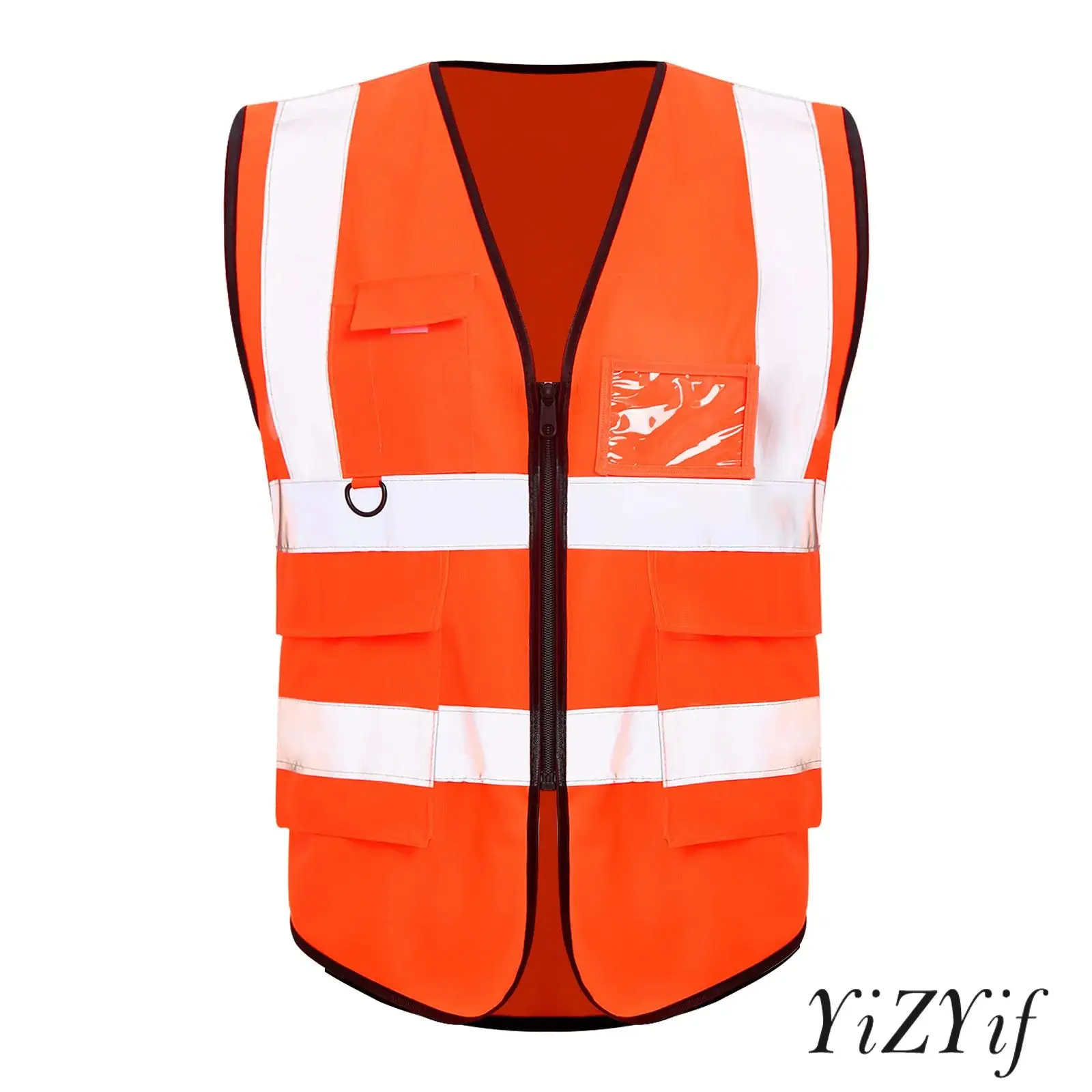 

Mens Professional Grade Safety Vest with 360 Degree Reflective Strips And Multiple Utility Pockets Waistcoat for Construction