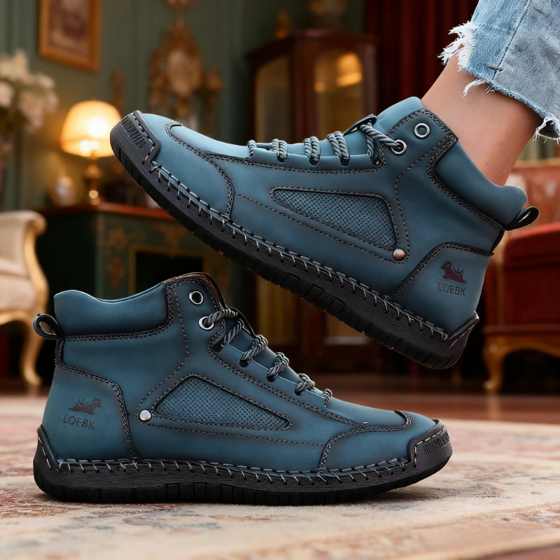 

Women's Nude Boots High Top Retro Anti Slip Work Shoes Outdoor Shoes Soft Homme Classic Ankle Non-slip Flats Moccasin Sneakers