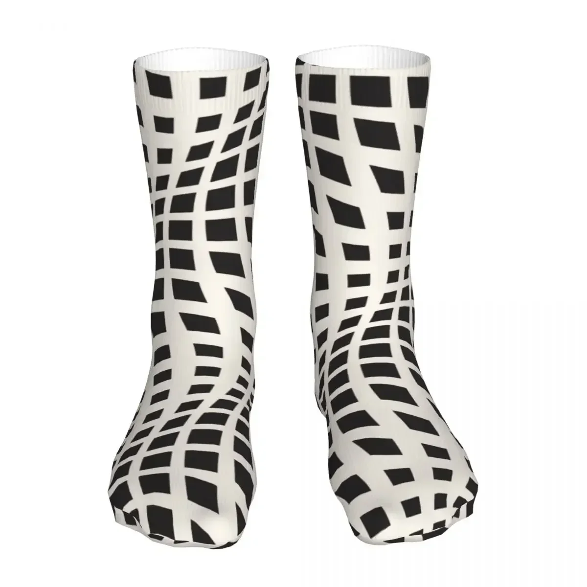 Men Sports Abstract Fashion 3D Texture Socks Cotton Harajuku Geometric Wavy Crossed Stripes Woman Sock