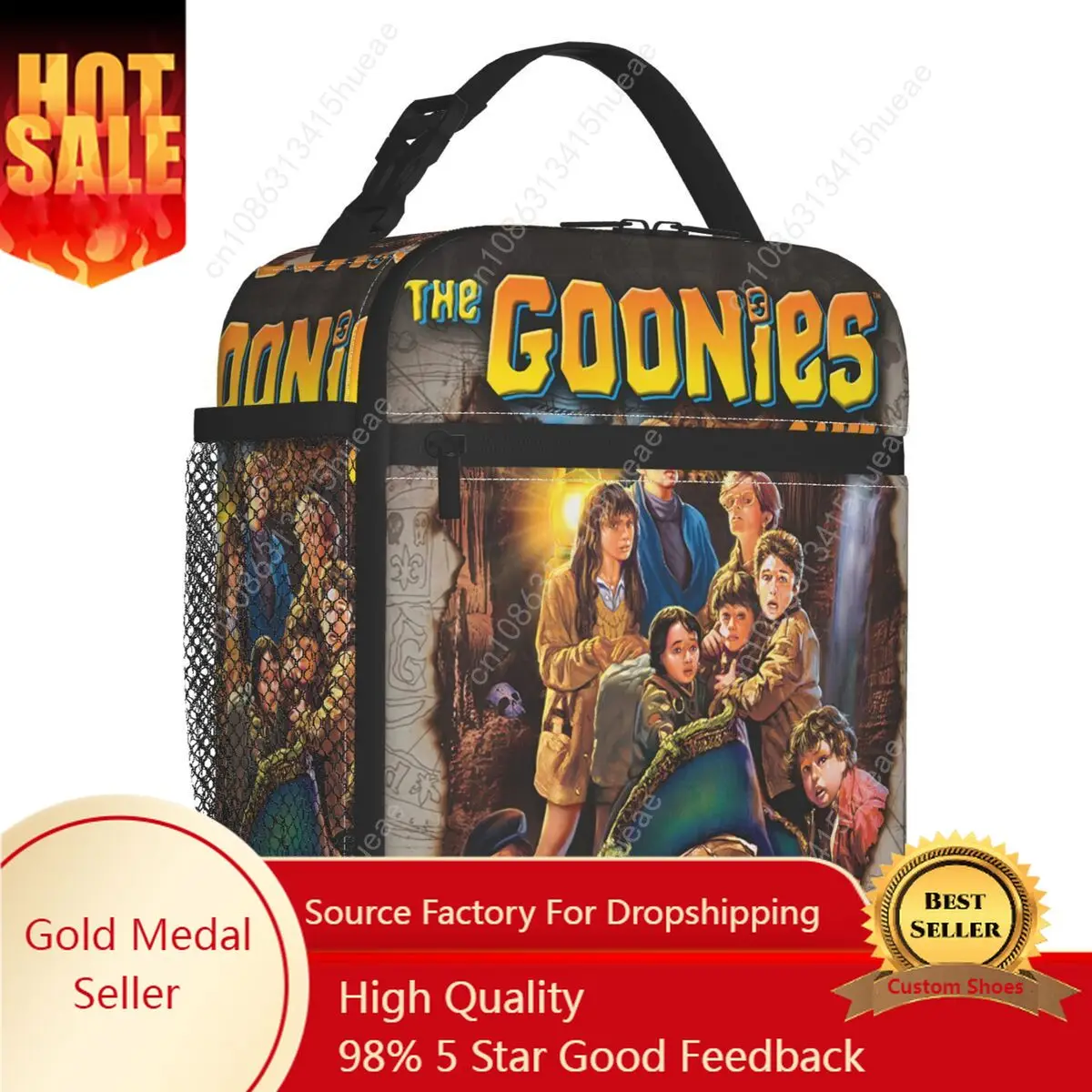 Reutilizável Cooler Thermal Bento Box para Crianças, Retro Vintage Isolado Lunch Bags para Mulheres, Filme Familiar, Goonies Game, Escola de Trabalho