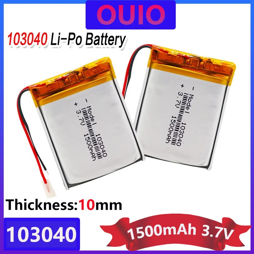 3.7V 1500mAh Lithium Polymer LiPo Rechargeable Battery 103040 For MP3 MP4 GPS PSP Mobile Video Game PAD E-book Tablet 10*30*40