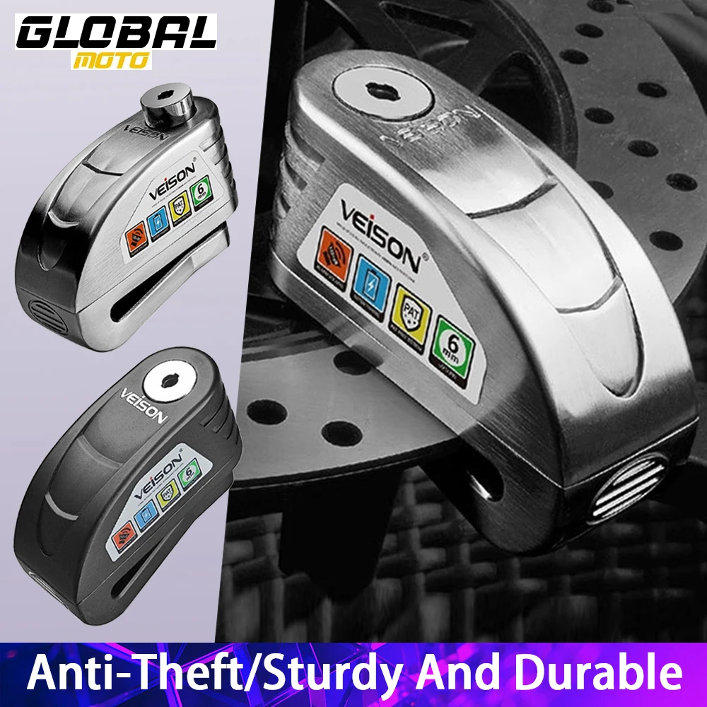 VEISON Motorcycle Disc Brake Lock Anti-theft Waterproof Motorbike Alarm Lock Rust Resistant Bicycle Disc Brake Lock Safety