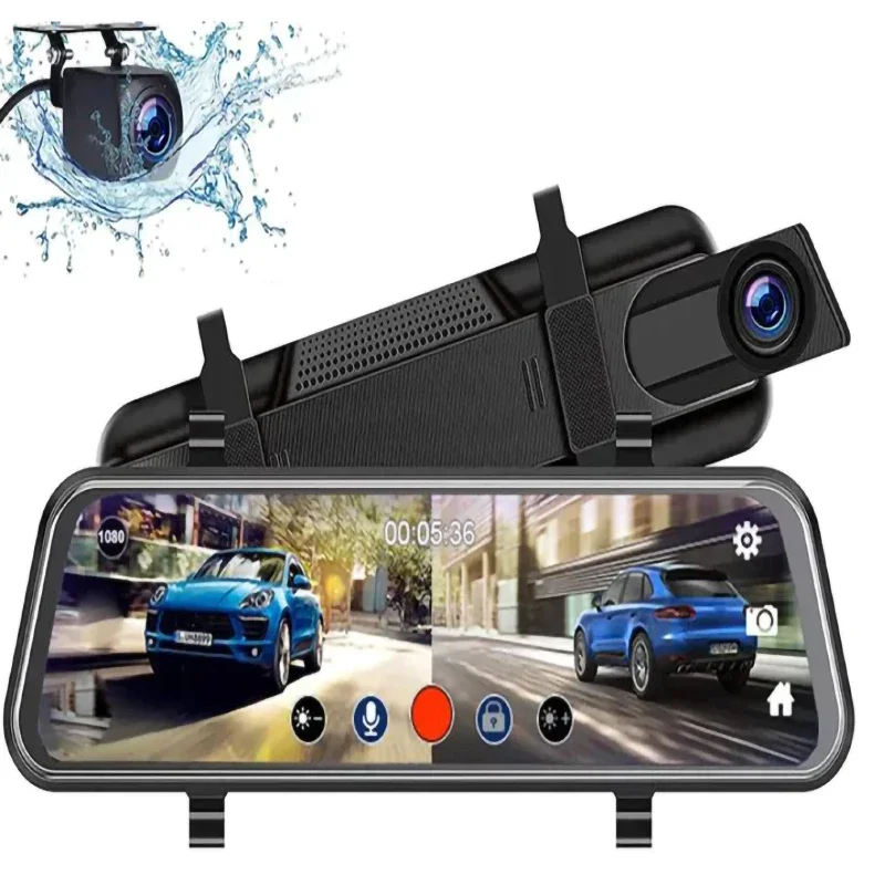 24H Dash Cam 10inch Car DVR Rear Camera HD 1080P Drive Video Recorder Registrator Auto Rearview Dual Dashcam BlackBox Car Mirror