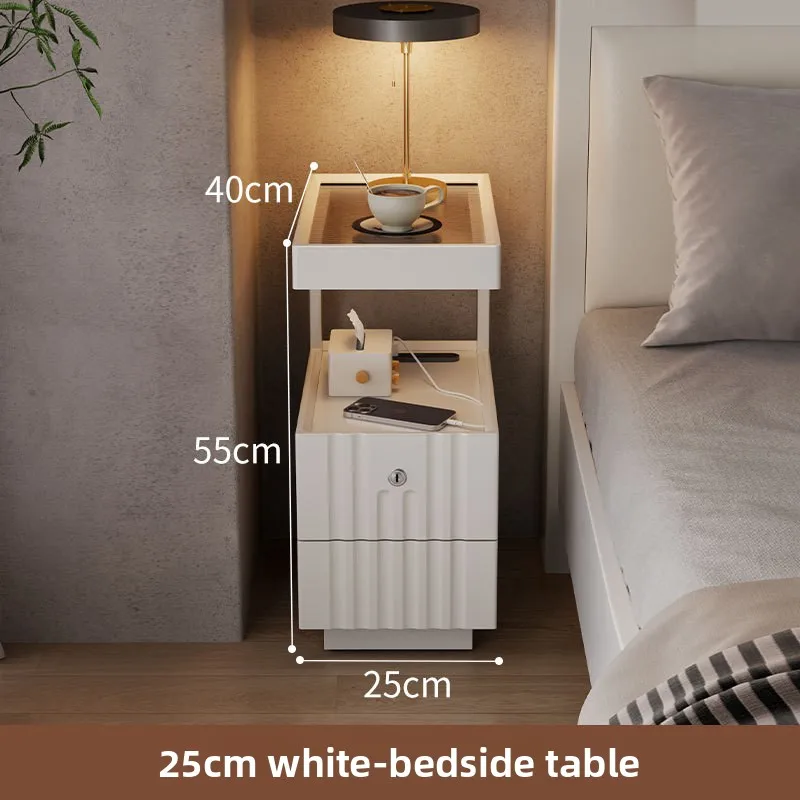 Firm Household GoodsBedside Table Solid Wood Bedroom Bedside Storage Cabinet Extremely Narrow Simple Smart Bedside Table