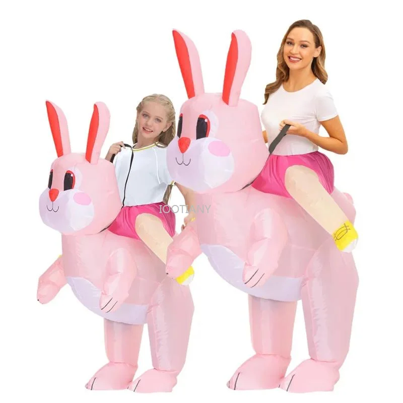 Adult Kids Inflatable Bunny Cosplay Costume Rabbit Mascot Performance Clothings Halloween Party Carnival Easter Cosplay Costumes