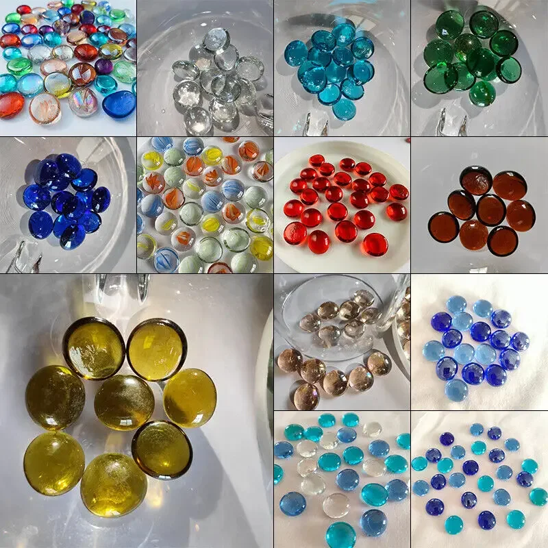 100% naturalny okrągły przezroczysty kryształ kwarcowy luzem spadły kamień Mini kolorowy płaski kamienny ornament akwarium dekoracje akwariowe — zdjęcie 6