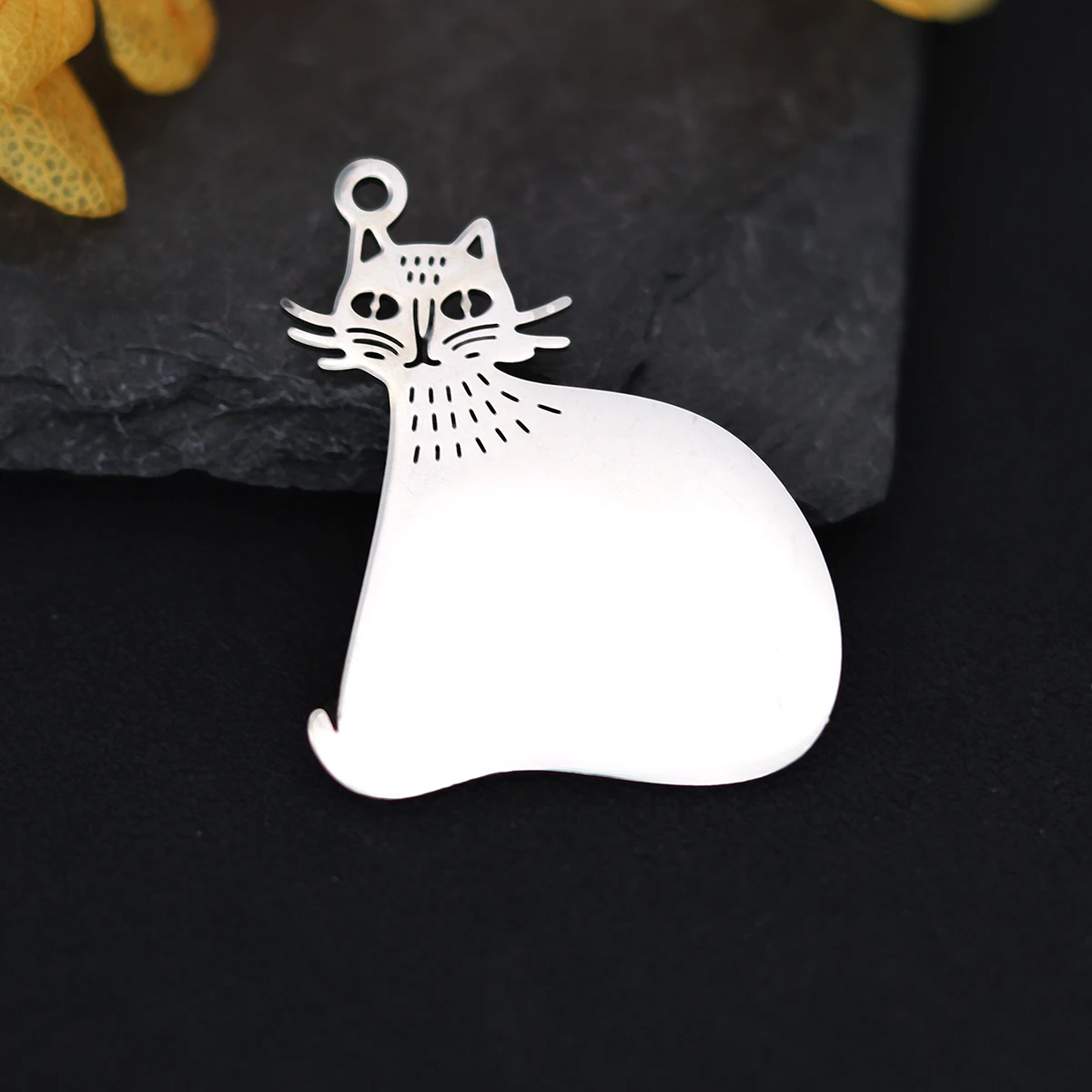 3pcs Cartoon Siamese Cat Stainless Steel Pendant Charms for Jewelry Making Necklace Keychain Funny Little Fat Kitten Kids Gifts