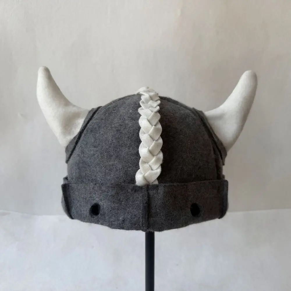Soft Wool Sauna Hat Viking Horn Design Heat Insulation Head Cover For Steam Sauna Spa Bathhouse Party Wear