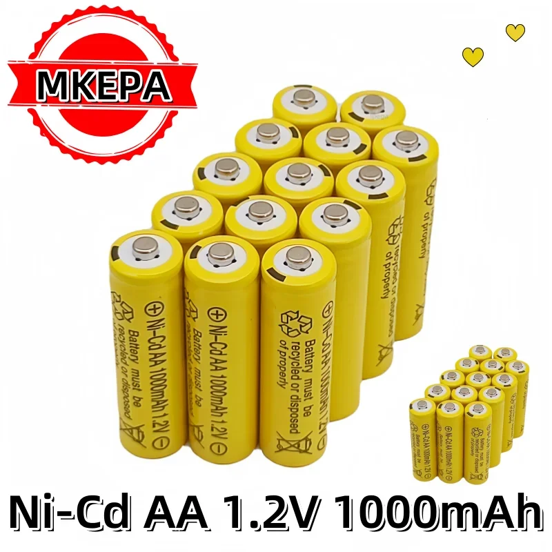 100% original AA 1.2V 1000mAh Ni-Cd rechargeable lpega battery, suitable for flashlight electric toys.