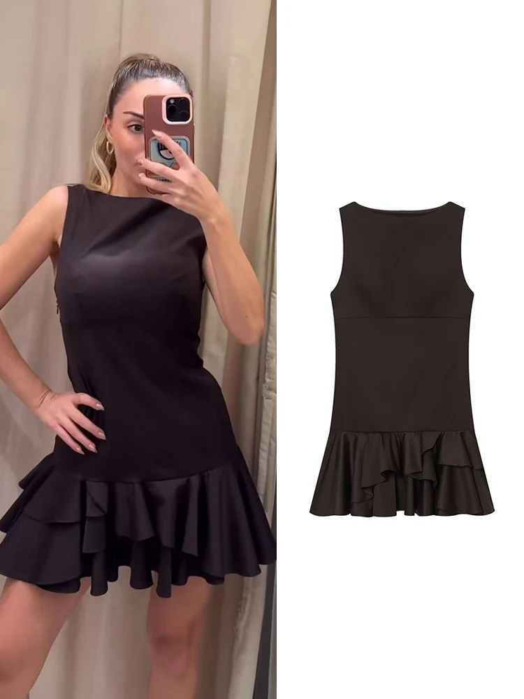 Mulheres estilo elegante mini vestido estilo simples barco pescoço sem mangas ruched em camadas férias praia festa ajuste vestido curto feminino novo
