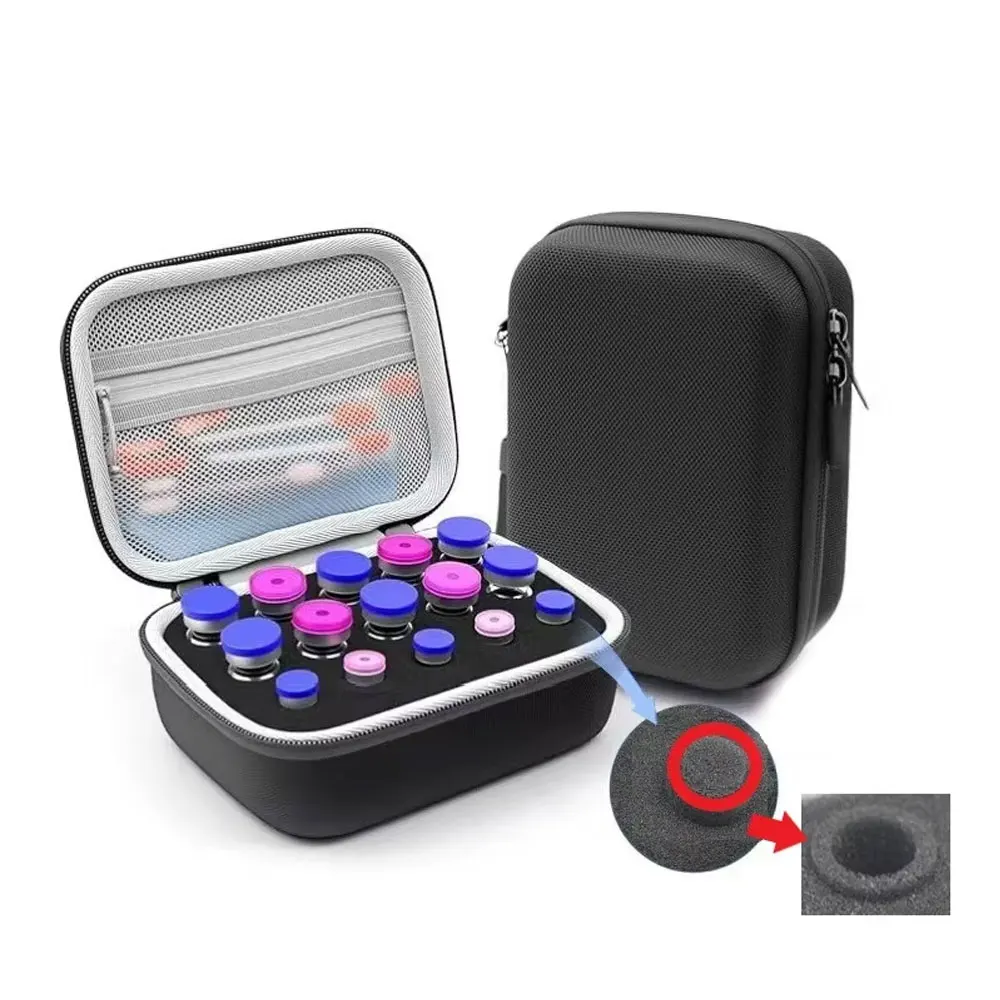 Handheld Peptide Case Insulin Vial Holder 15 Slots for Standard 3/10ml Vial, Colorful Option, Foam Protective, Sale Case Only