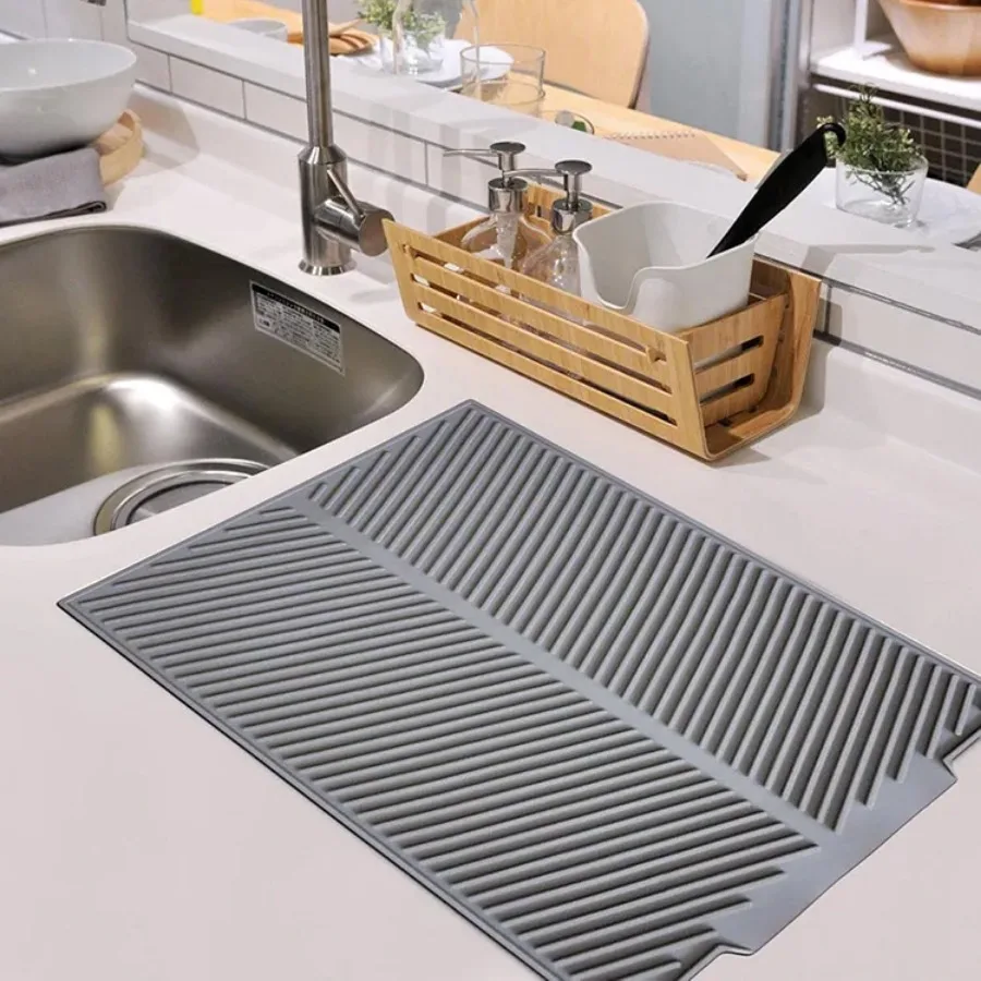 Kitchen Silicone Drain Pad Bowl Dish Cup Drying Storage Rack Holder Durable Table Mat Kitchenware Counter Protection Accessories