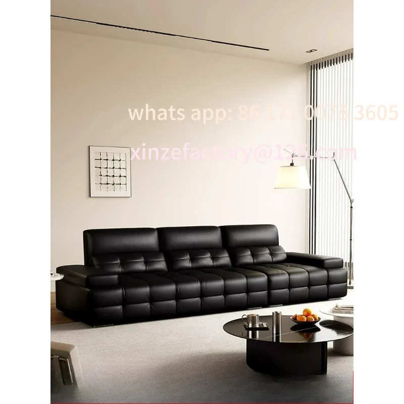 

Customizable backrest Lawrence sofa leather first layer cowhide small apartment living room modern and simple