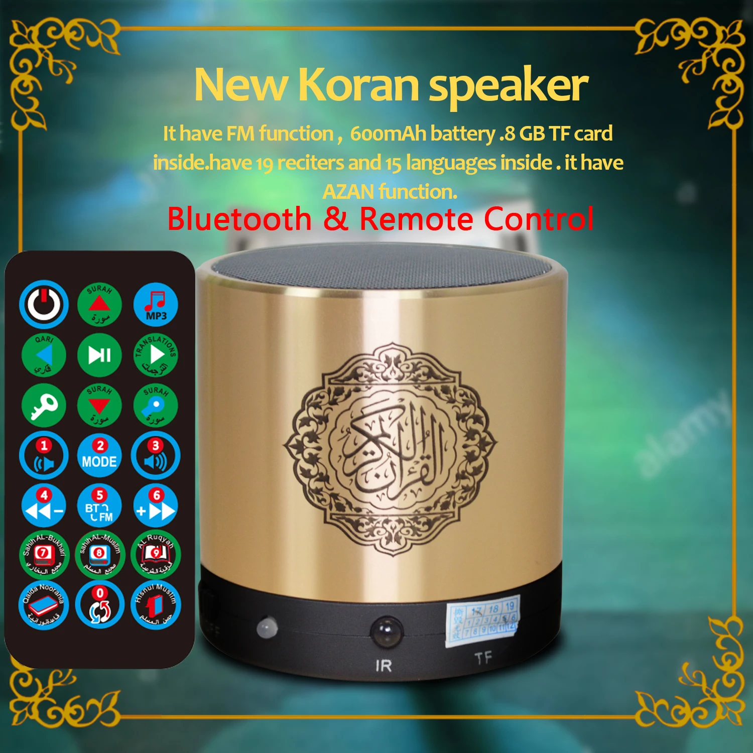 Koran Muslim Islam Azan Arabischer Koran Bluetooth Kabelloser Lautsprecher Tragbares Mini-FM-Radio Ramadan Arabische Heilige Islamische Musik Islamismus