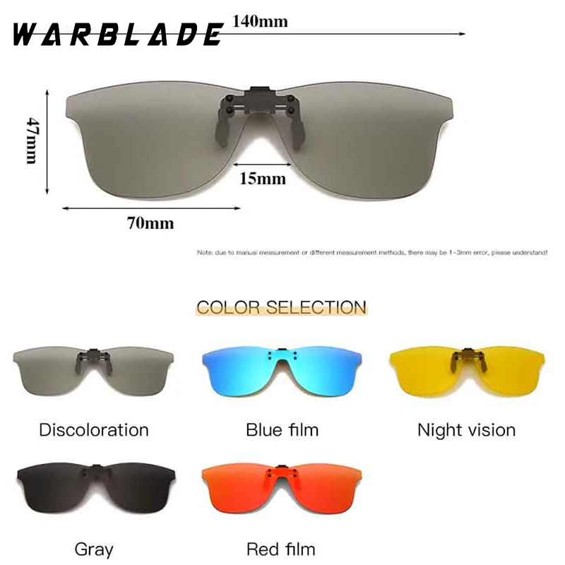 WarBLade Polarized Sunglasses Men Women Clip On Sunglasses UV400 Anti Glare Fishing Driving Goggle Glasses Eyewear Accessories