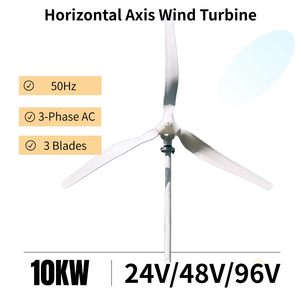 

10000W Horizontal Wind Turbine Generator 10KW 24V 48V Powerful Dynamo Free Energy With MPPT Off Grid System Homeuse Windmill