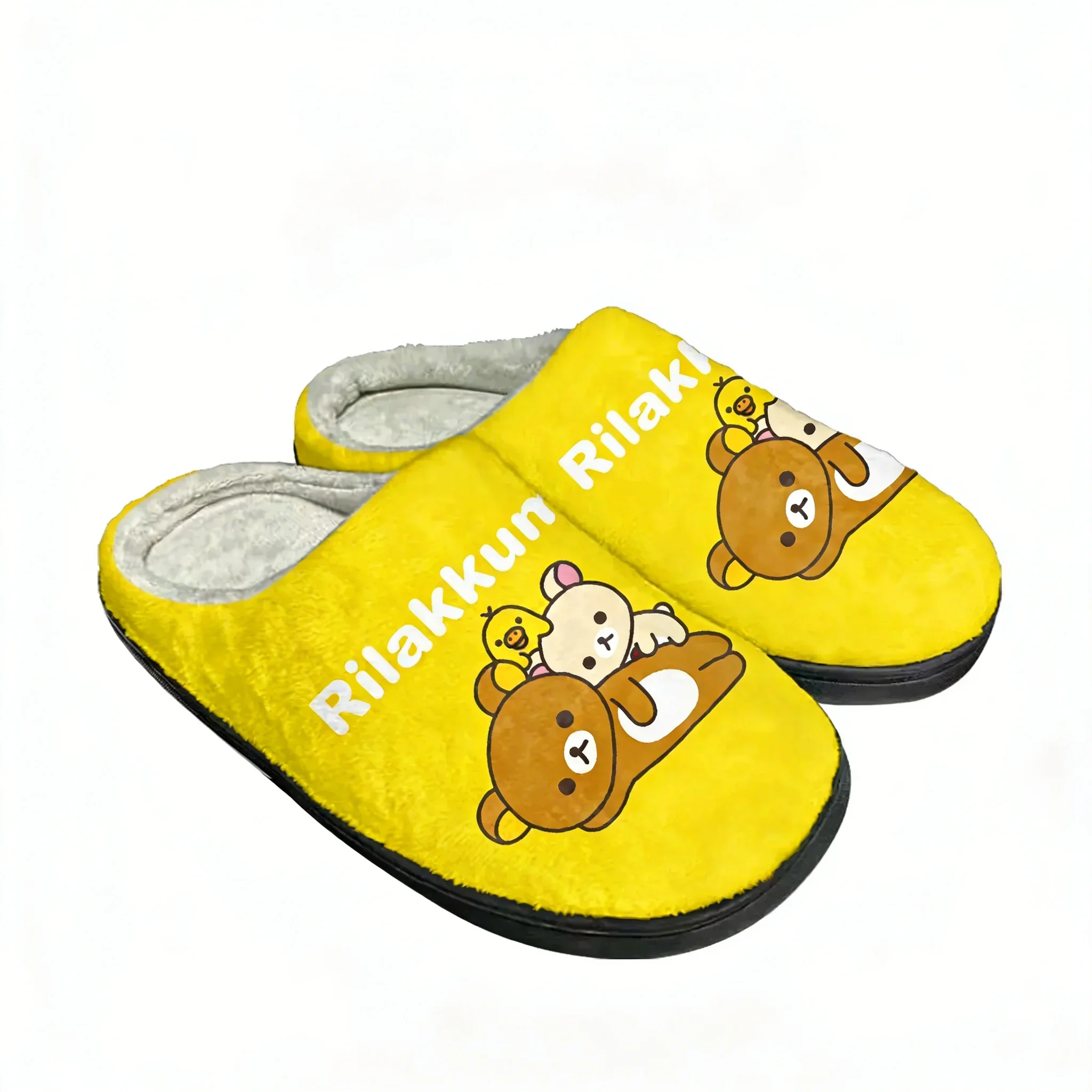 

Домашние хлопковые тапочки Rilakkuma для мужчин и женщин, плюшевые, для спальни, повседневные, теплые, в стиле японского аниме, термо-тапочки для дома
