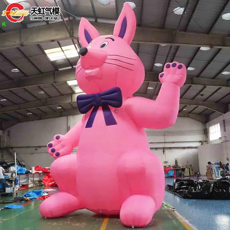 Livraison rapide lapin éclairé modèle gonflable de pâques décorations de cour vacances décoratif gonflable lapin oeufs de pâques ballon