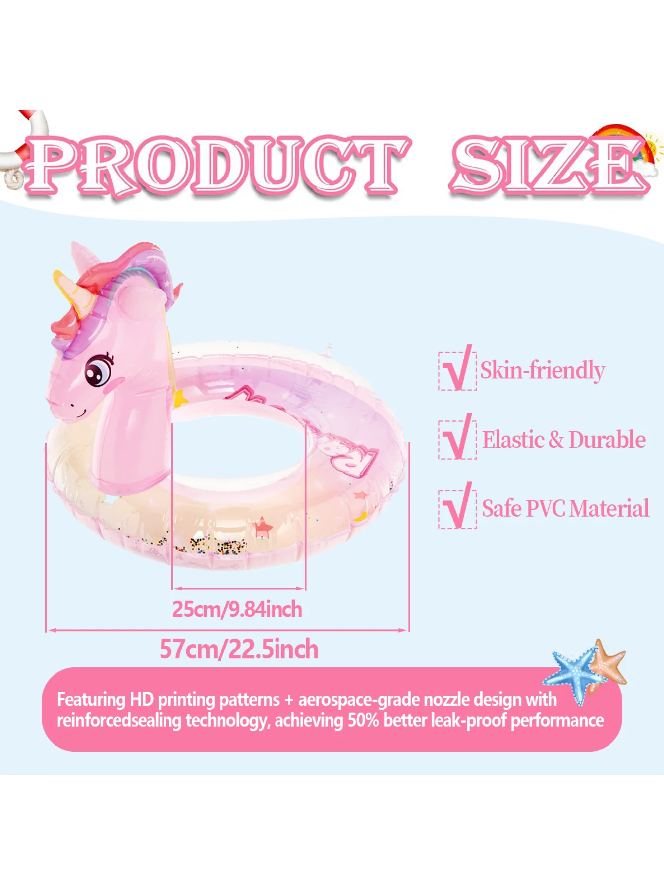 1 قطعة قوس قزح ملون يونيكورن المهر السباحة الدائري ، سميكة صديقة للبيئة PVC بركة تعويم ، الكرتون على شكل Fl #6