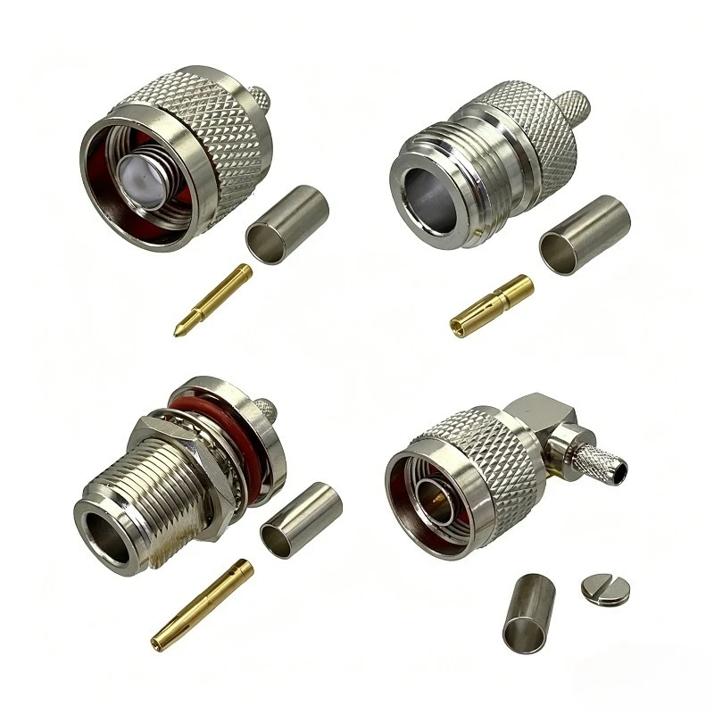 N Male Crimp Connector RF Coaxial N-Type Plug for RG174 RG316 LMR100 RG58 RG142 Coax Cable 50 Ohm Nickel Plated