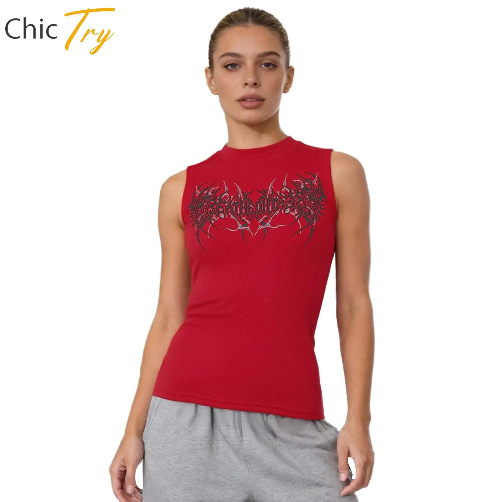 

Womens Stylish Print Tank Top Adult Breathable Gym Fitness Running Cycling Clothing Sleeveless Ribbed Workout Tops Sportswear