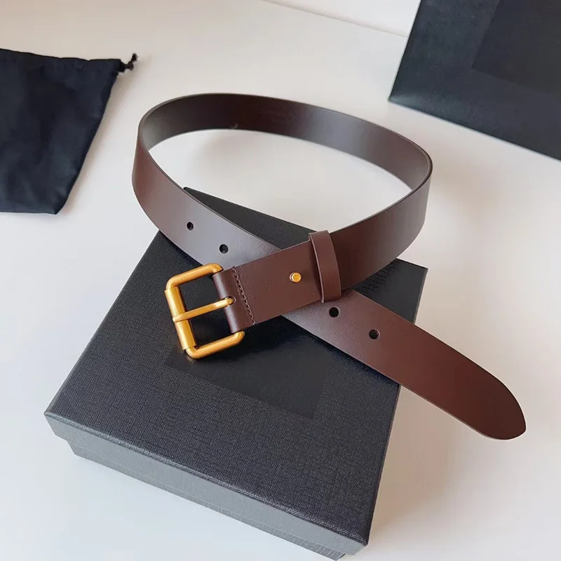 Vintage Cowhide Pin Buckle Ladies Belt, Light Luxury All-Match Decor Belt for Dress & Trousers