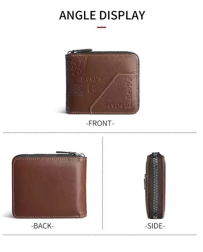 Trendy Spleißen Mode PU Retro Wachs Öl Leder Kurzen Stil männer Brieftasche Münze Kurzen Stil männer Karte Clip brieftasche – Detail 2