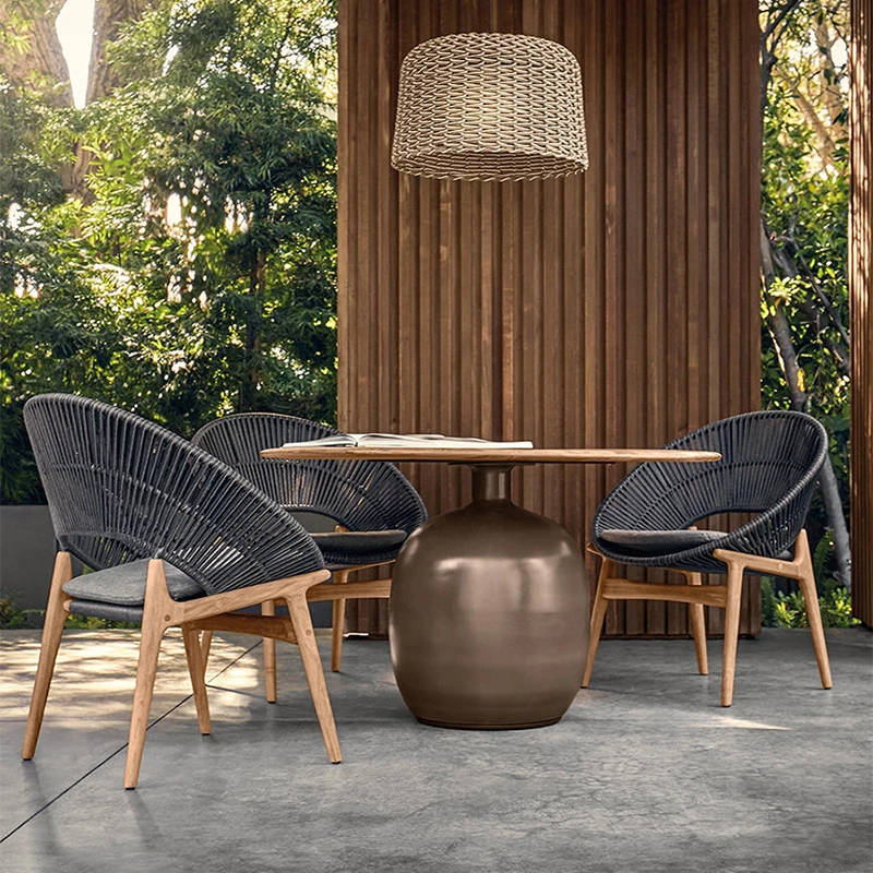 Nordic Freizeit Massivholz Rattan Sofa Outdoor Einzelvilla