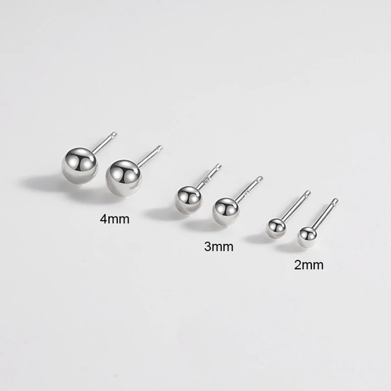 925 Silver Needle Piercing Bone Unisex Mini Classic Stud Earrings 2/3/4/5MM Bead Ear Hole Care Jewelry Accessories view 4