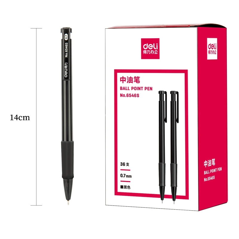 Deli 1 PC 0.7mm Ballpoint Pen 3 Colors Push-Type Soft Grip Office School Stationery 6546s