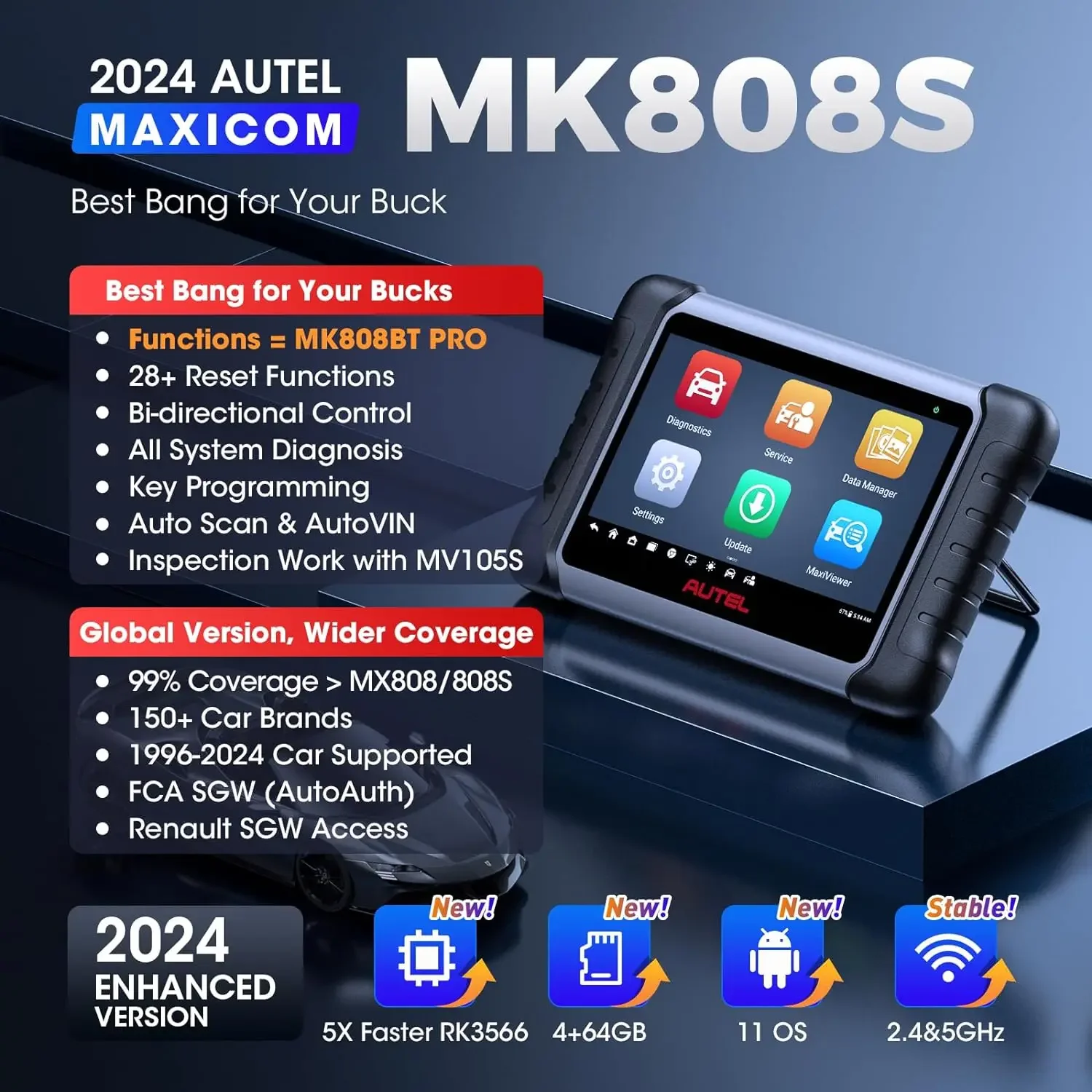 MK808S สแกนเนอร์ maxicom: 2024เครื่องมือสองทิศทางเป็น MK808BT โปร MX808S M808Z ฟังก์ชั่นเป็น MX900 maxicheck, ส่งเร็ว