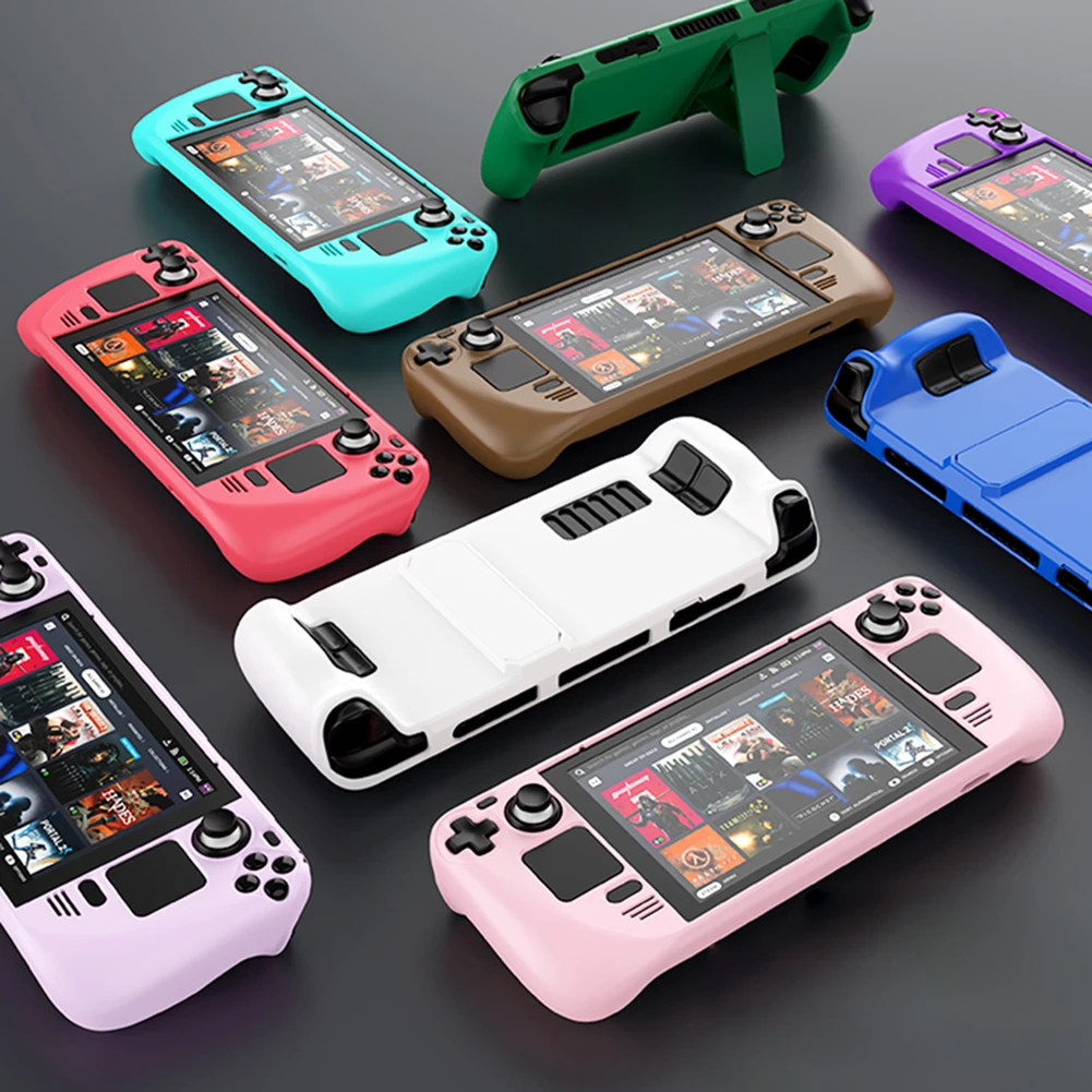 For Steam Deck Game Console Protection Cover with Stand Soft Game Player Shell with Bracket Shockproof Non-slip Frame Protector