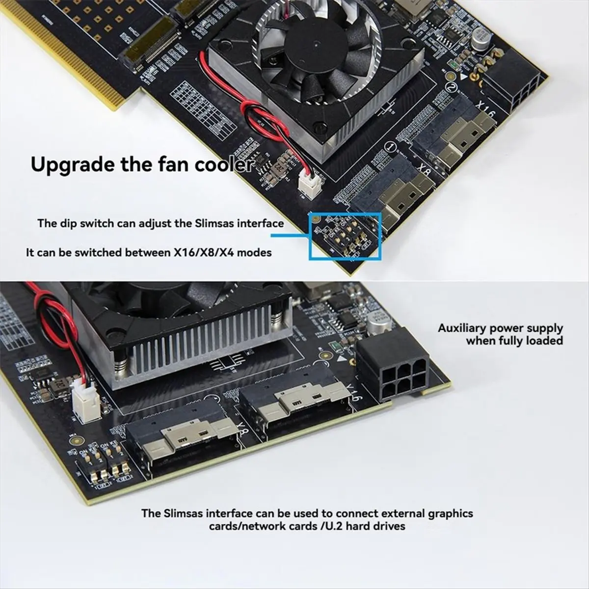 [VALUE PACK]PCIe 3.0 to M.2 NVME Expansion Card 2-Port Slimsas PLX8749 Motherboard Free Split 4 Disk M.2 NVME Expansion Card