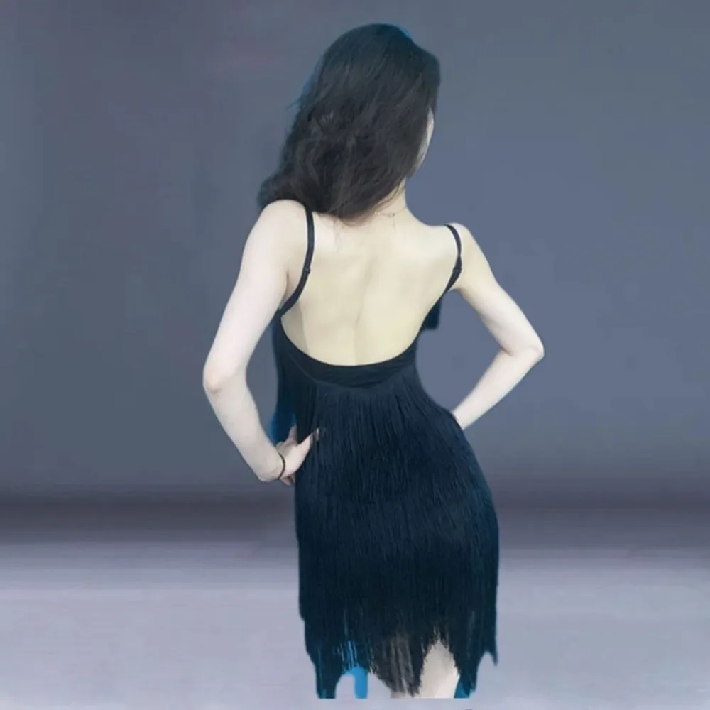 

Новинка 2026: Женское платье для латиноамериканских танцев с бахромой, для бальных танцев, сальсы, танго, сценических выступлений, для взрослых