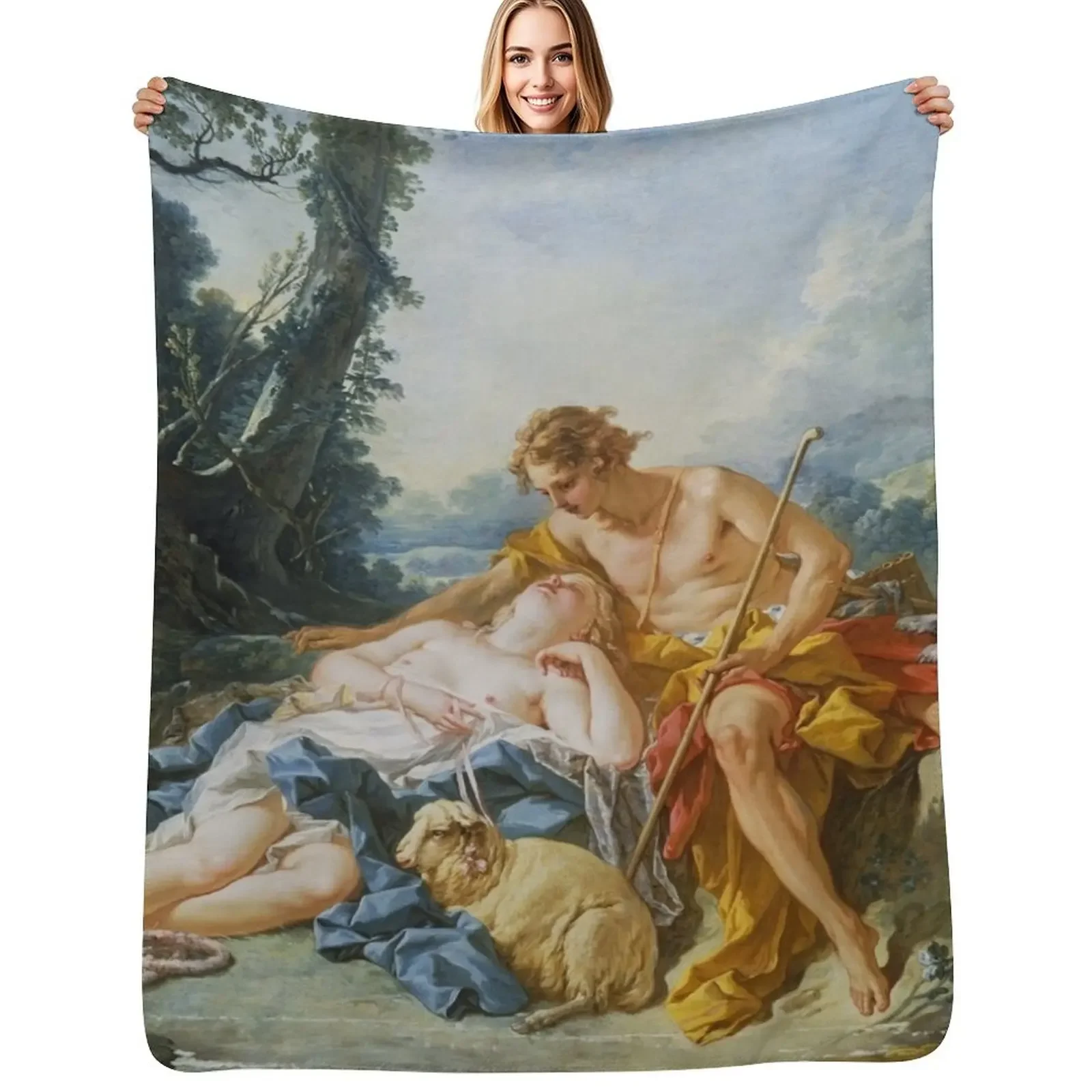 Fran?ois Boucher-Manta Daphnis y Chloe, manta personalizada de marca de lujo para regalos de Navidad y halloween