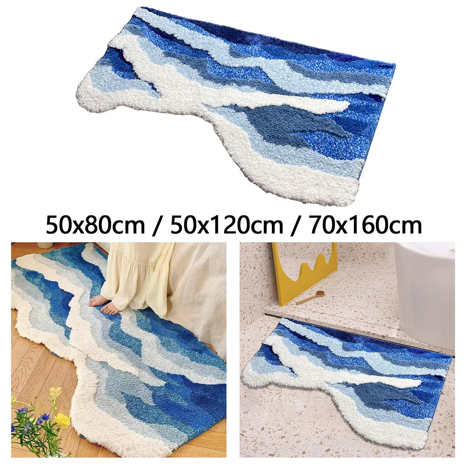 Area Rug Bath Mat Wave Rug Carpet Bedroom Rug for Bathroom Playroom Entrance