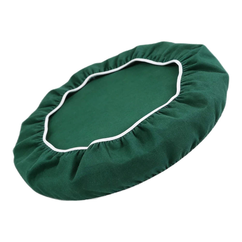 Felt-based table cover for 36 to 48 inch round tables with elasticized rim to stay in place during intense gaming