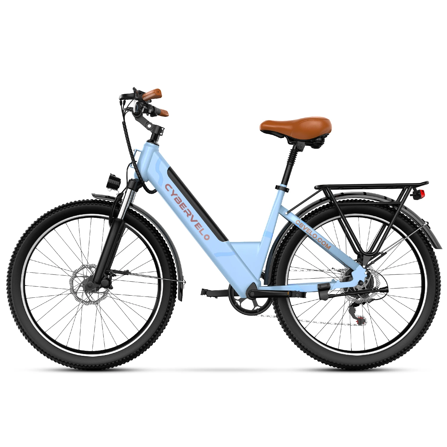 Cybervelo EK2 1000W Peak Electric Bike for Adults, 26 Inch Step-Thru Urban Commuter Ebike, Built-in Removable Battery, 7-Speed City Travel E-Bicycle image 2