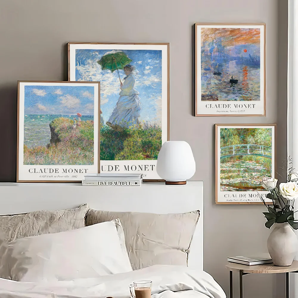 Impressionismus-Künstler Claude Monet Poster, selbstklebendes Kunstposter, Whitepaper-Drucke, Poster, Kunstwerk, ästhetische Kunst, Wandmalerei