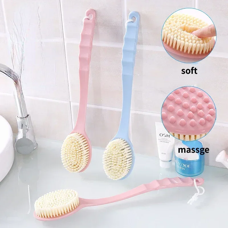 Long Handle Back Bath Brush Soft Body Scrub Skin Massager Shower Scrubber Body Cleaning Brush Exfoliation Bathroom Accessories