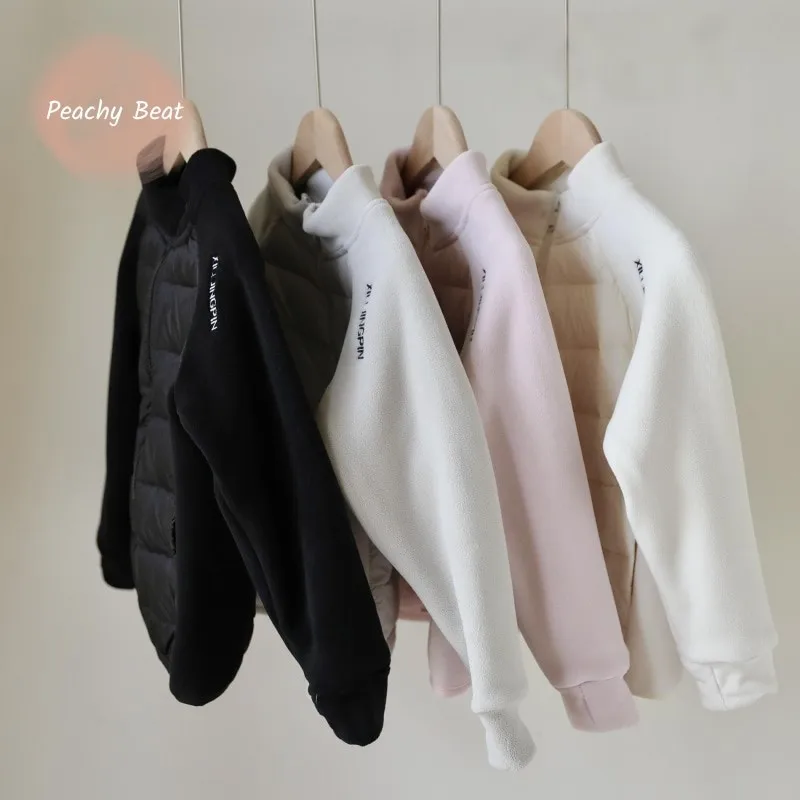 

Модная куртка на утином пуху с буквенным принтом для маленьких девочек и мальчиков, детское пуховое пальто для подростков, осенне-зимняя теплая одежда, одежда для малышей, От 2 до 14 лет