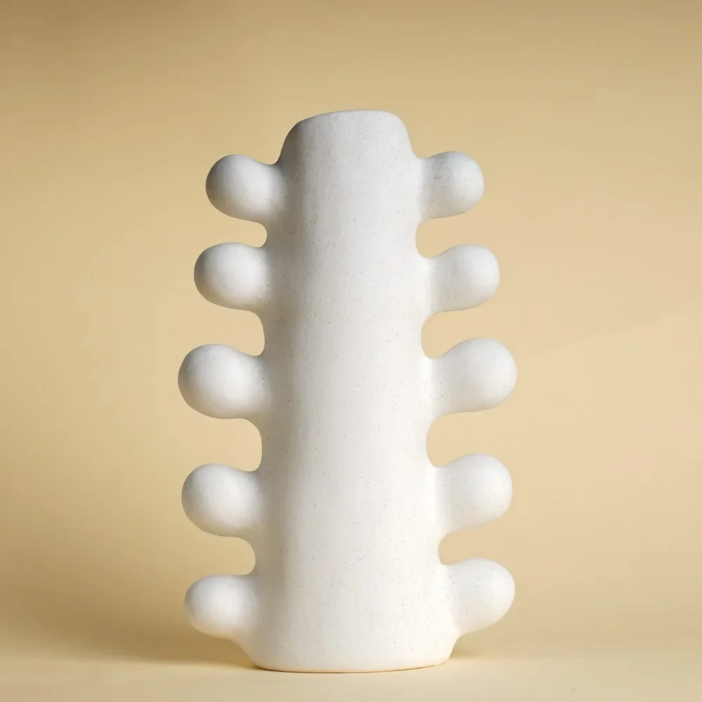 CAPIRON Unglazed Ceramic Nordic Vase for Dried Flower Decorative White Modern Boho Ins  Wedding Table Party Living Room