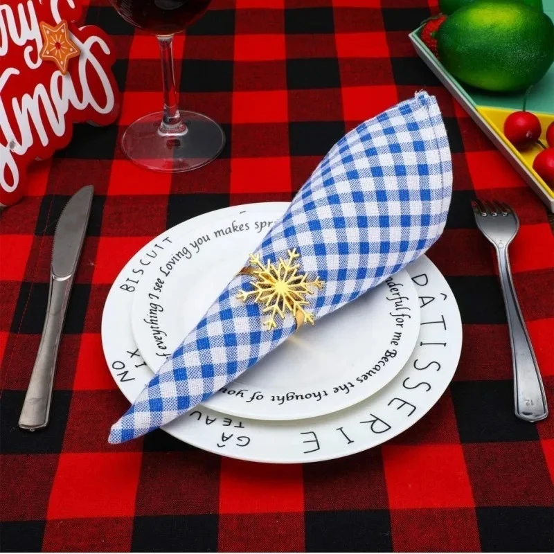 

New Year snowflake napkins, buckles, hotel supplies, table tops, cloth rings, holiday party table decorations